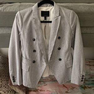 Banana Republic seersucker double breasted blazer petite 0